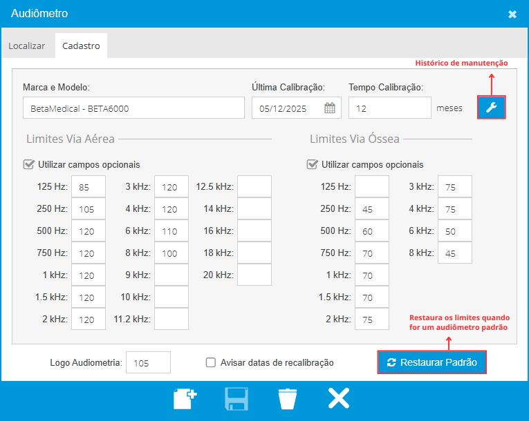 Cadastro de Audiômetro