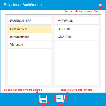 Modelos de Audiômetro