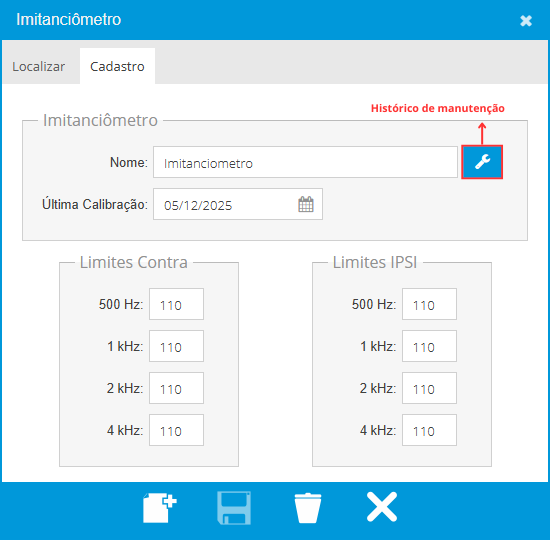 Cadastro de Imitanciômetro