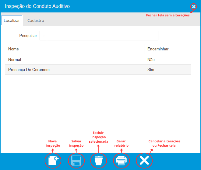 Lista de Inspeção do Conduto Auditivo