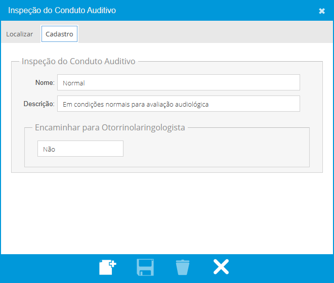Cadastro de Inspeção do Conduto Auditivo
