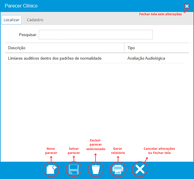 Lista de Pareceres Clínicos