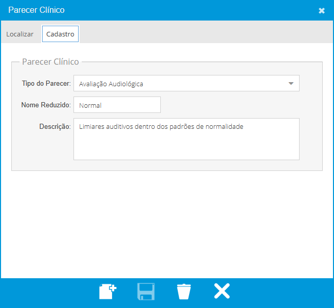 Cadastro de Parecer Clínico