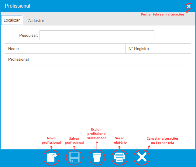 Lista de Profissionais