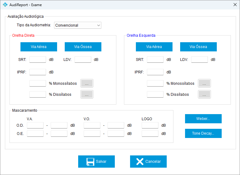 Tela Audiometria Coletor Offline