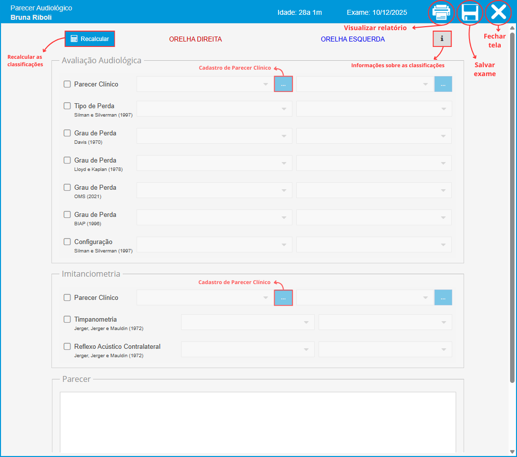 Parecer Audiológico Clínico