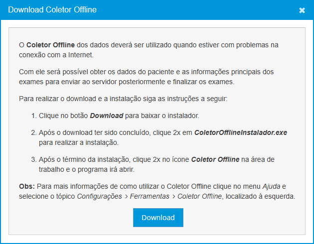 Informações do Coletor Offline
