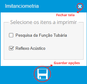 Opções da Imitanciometria