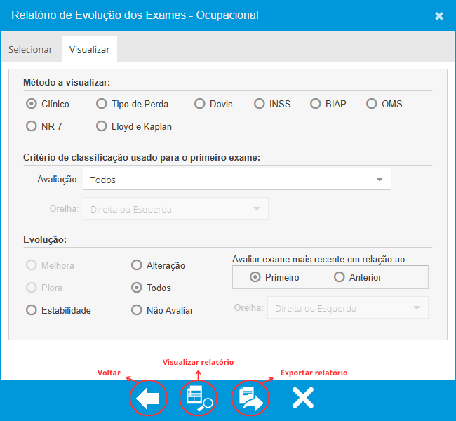 Aba Visualizar - Evolução Exames Ocupacionais