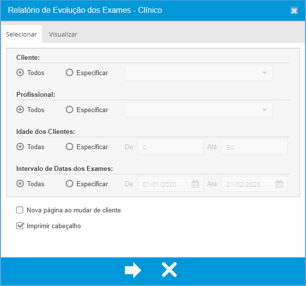 Evolução dos Exames Clínicos